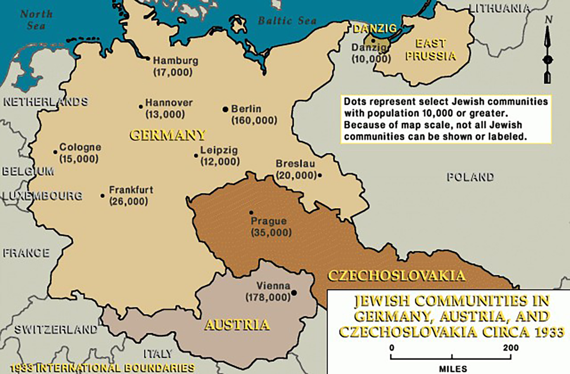 Map of German Jewish population centers around 1933,